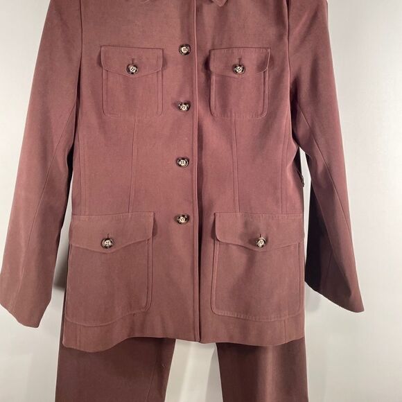 CHOCOLATE ULTRA SUEDE PANTS SUIT by TALBOTS SIZE 8 - Picture 2 of 11